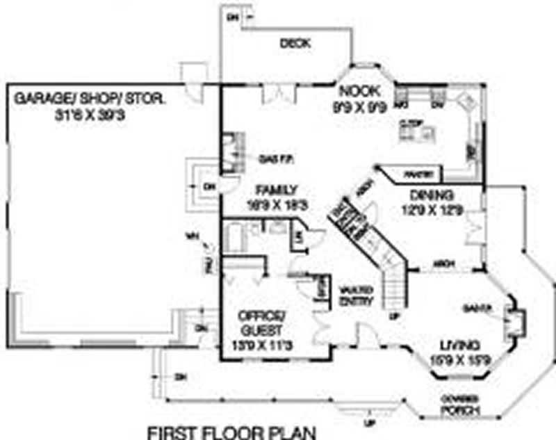 Floor Plan First Story of Victorian Plan #145-1550